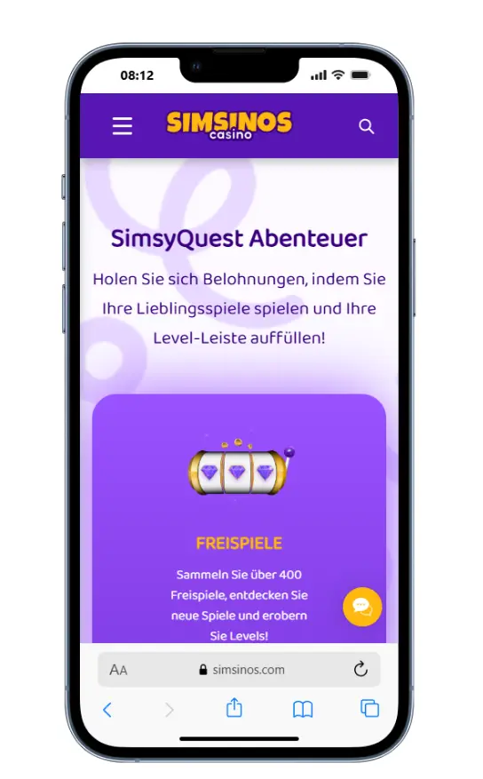 SimsyQuest auf Mobilgeräten